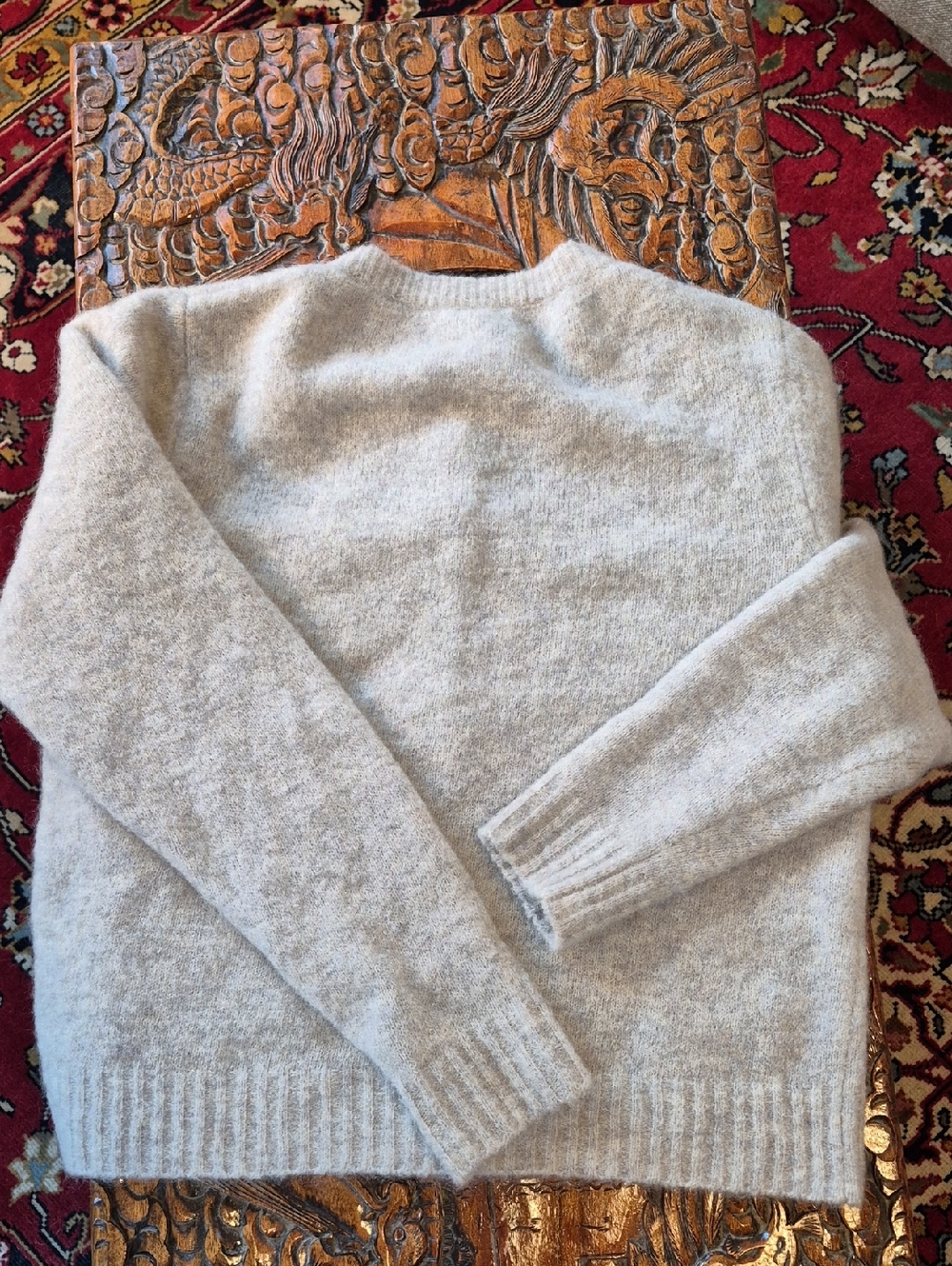 EILEEN FISHER Mohair Wool Cardigan Oatmeal XS - Picture 5 of 6